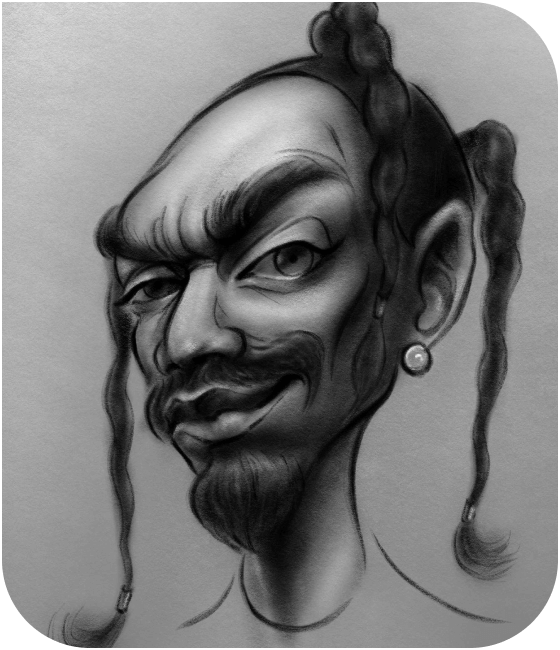 Snoop Dog character in black and white