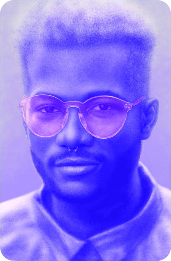Portrait painting of a young man with sunglass on an iPad Pro with Pencil 2